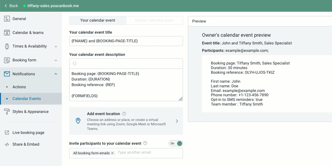 Generate unique Zoom links for bookings YouCanBookMe